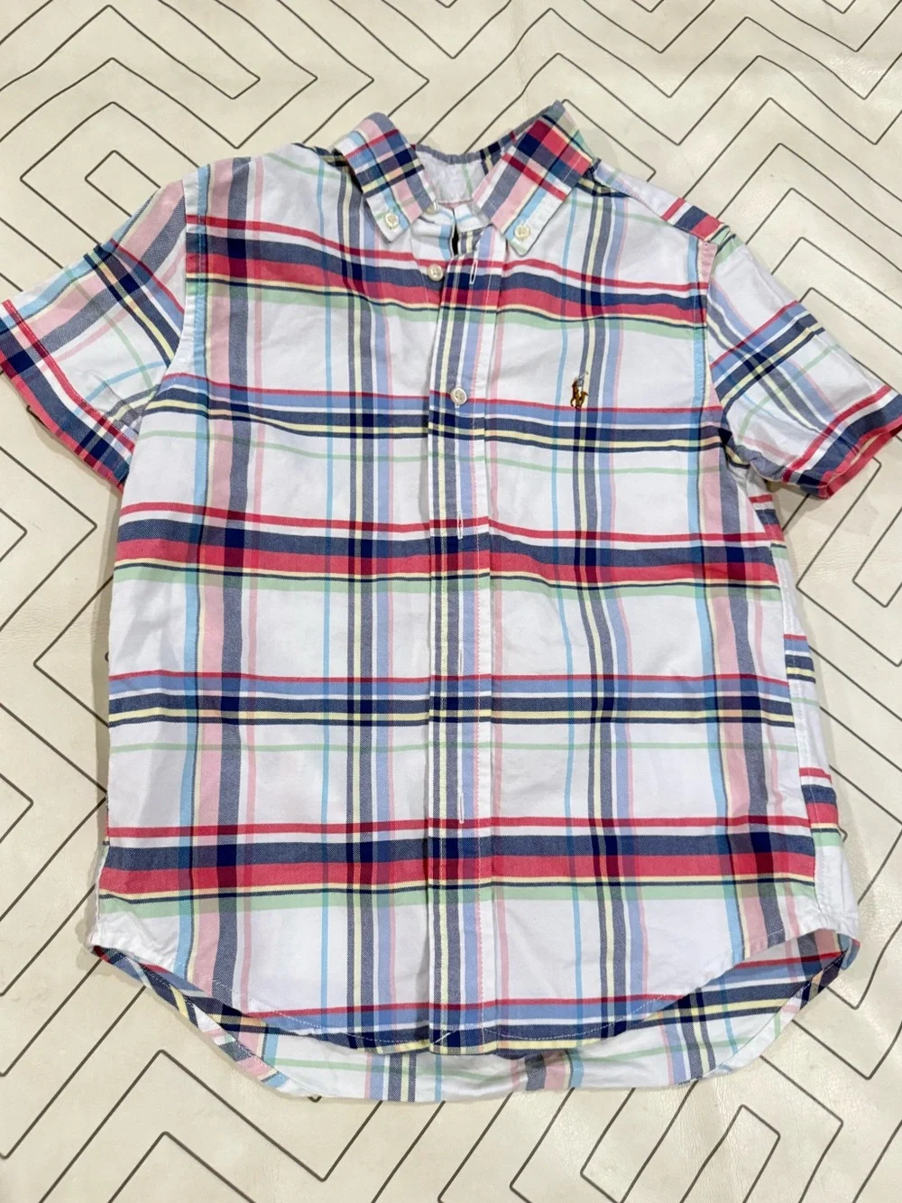 Ralph Lauren Short Sleeve Plaid Button-Down Shirt